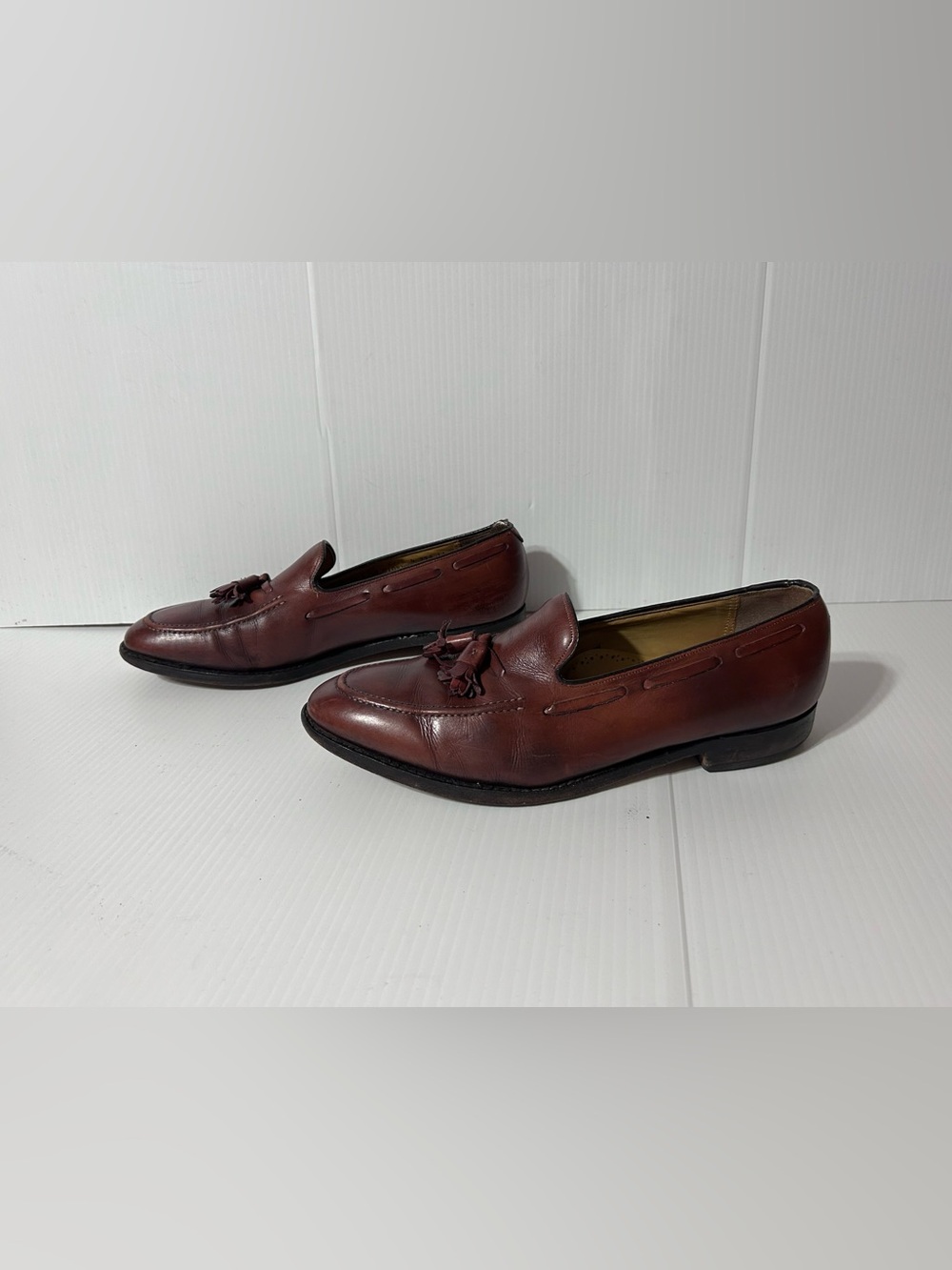 Brown leather tassel loafer dress shoe men size 10